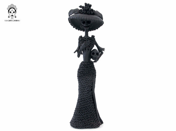 Catrina negra con Alcatraces - 50 cm. 20 in.