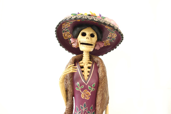 Gran Catrina de Frida con zorro - 103 cm. 41 in.