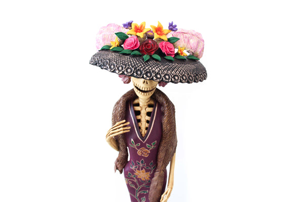 Gran Catrina de Frida con zorro - 103 cm. 41 in.