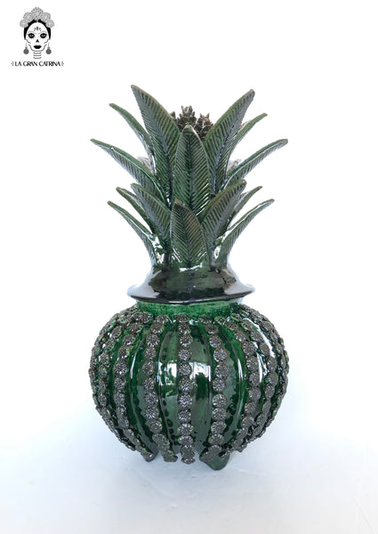 Piña michoacana de barro - 2 colores - Tangancícuaro - 45 cm. 18 in.