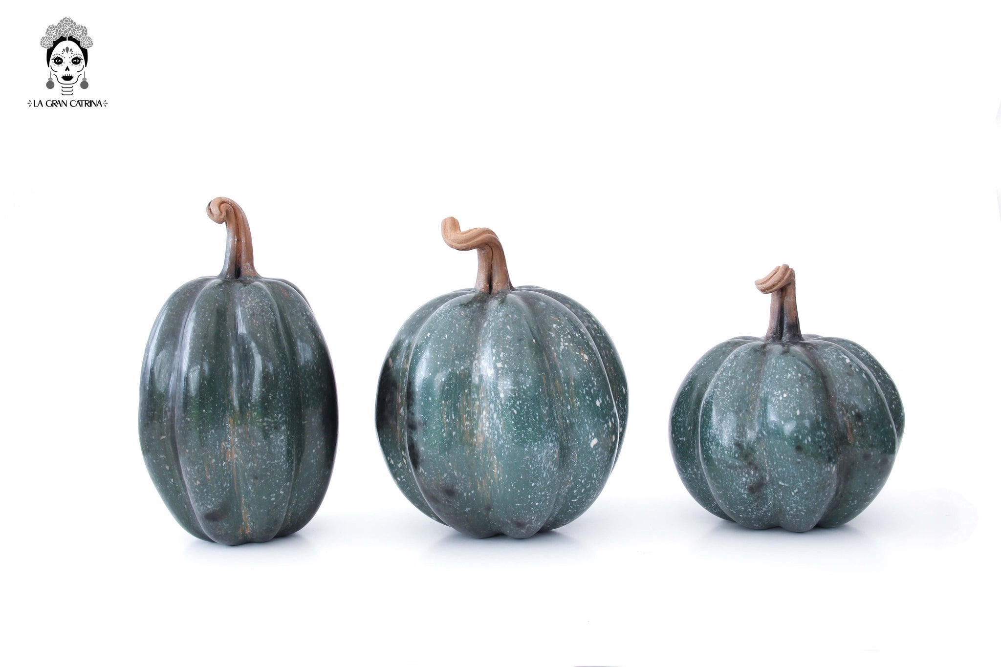 Calabazas ornamentales de barro pintado - Juego grande