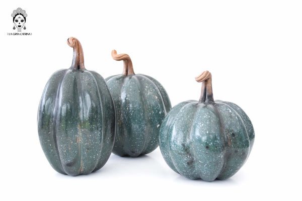 Calabazas ornamentales de barro pintado - Juego grande